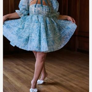 Selkie Blue Porcelain Puff Dress